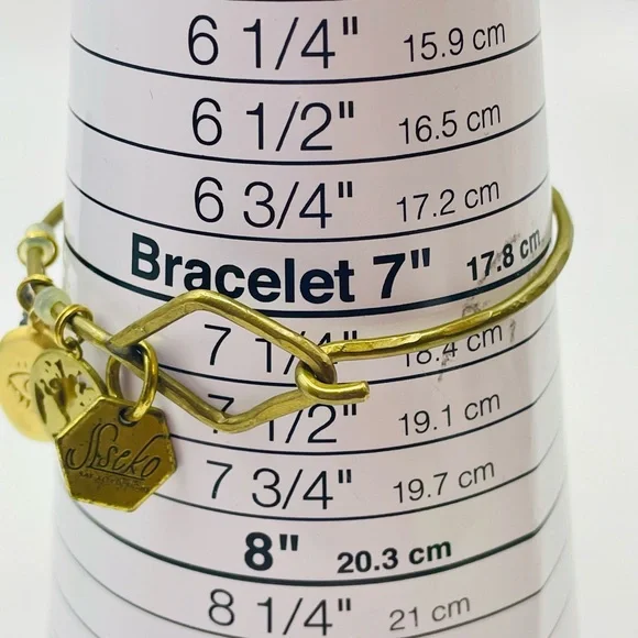 Sseko Vintage Brass and Black Charm Bracelet. Globe, Eye, and Druzy Teardrop - Picture 8 of 8